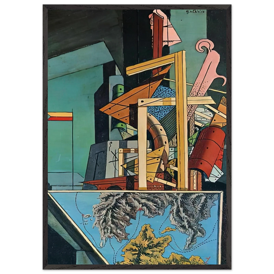 THE MELANCHOLY OF DEPARTURE 1916 1 - Giorgio de Chirico 70x100 cm / 28x40 inches Framed Art Print – Black Wooden Frame