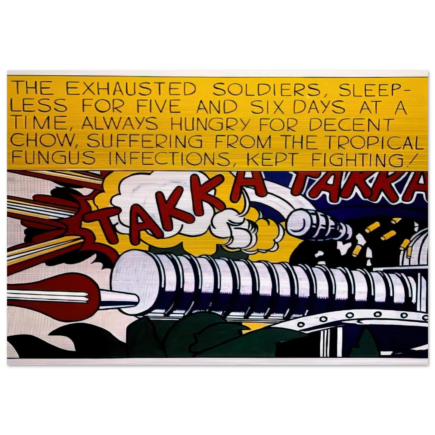 TAKKA TAKKA 1962 - Roy Lichtenstein Brushed Aluminum Print - 70x100 cm / 28x40 inches | Roy Lichtenstein Aluminum Print | Roy Lichtenstein Prints