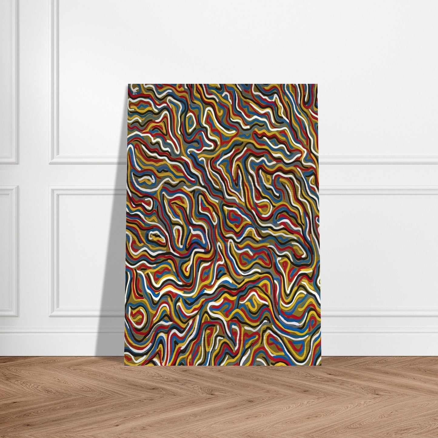 Squiggly Brushstrokes Olive - Sol LeWitt Brushed Aluminum Print - 70x100 cm / 28x40 inches | Sol LeWitt Aluminum Print | Sol LeWitt Prints