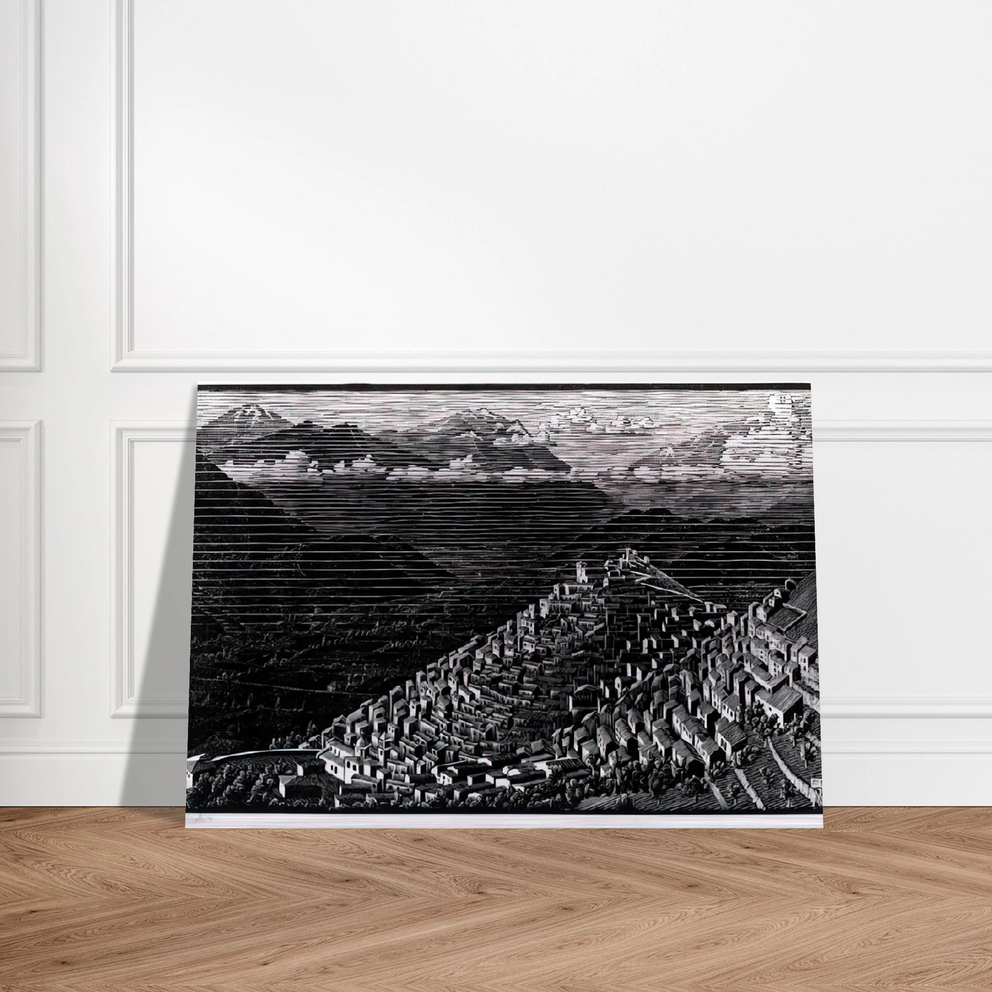 MORANO CALABRIA - MC Escher Brushed Aluminum Print - 70x100 cm / 28x40 inches | MC Escher Aluminum Print | MC Escher Prints
