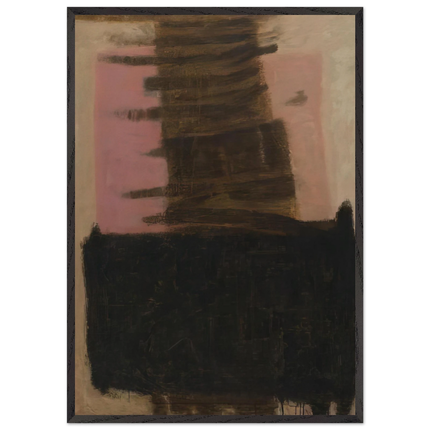 Composition in Black  Ochre - 1957 - Adja Yunkers 70x100 cm / 28x40 inches Framed Art Print – Black Wooden Frame