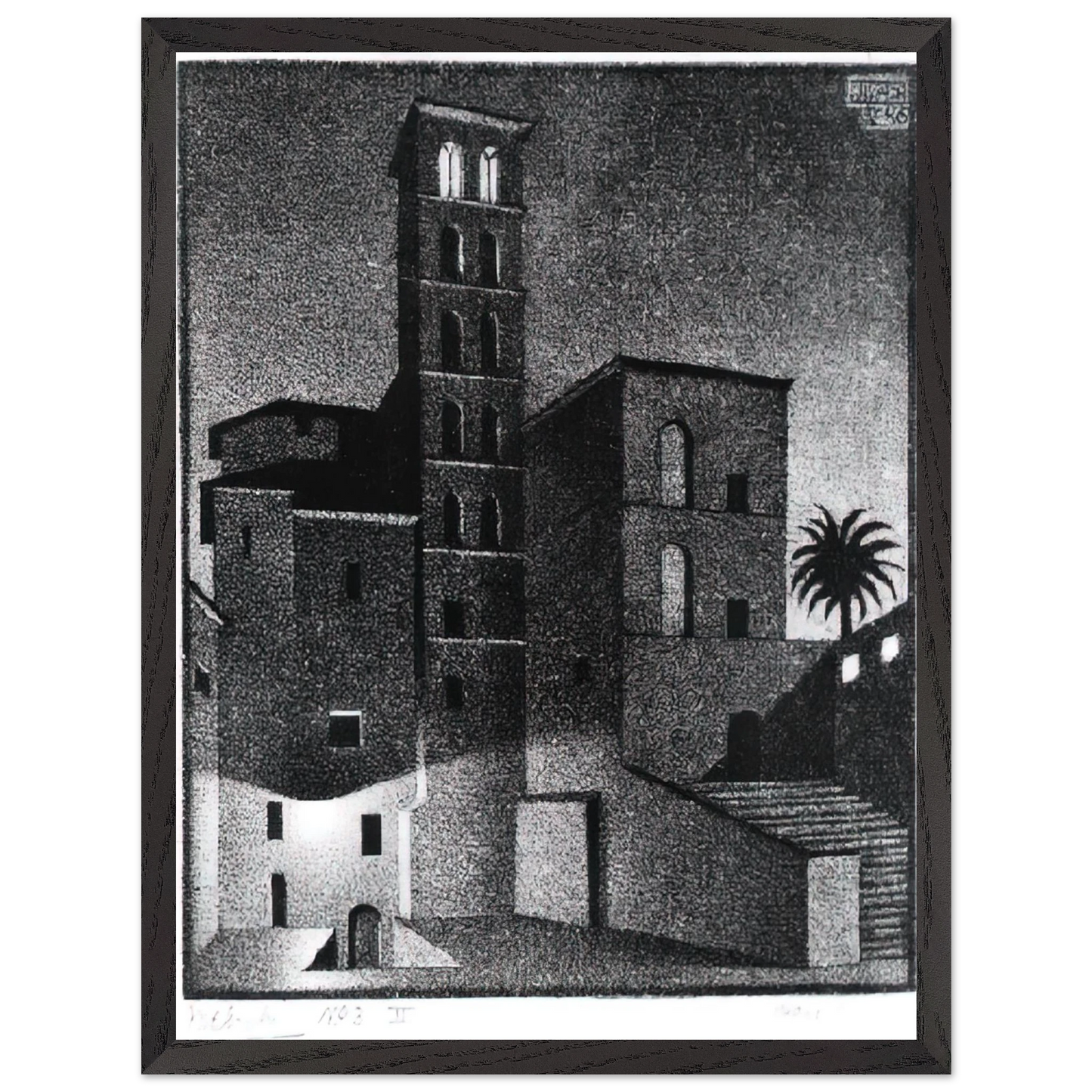MC Escher - ESCHER (27) Wall Art - 60x80 cm / 24x32 inches - Premium Wooden Framed Poster With Fine Art Paper - Wood frame