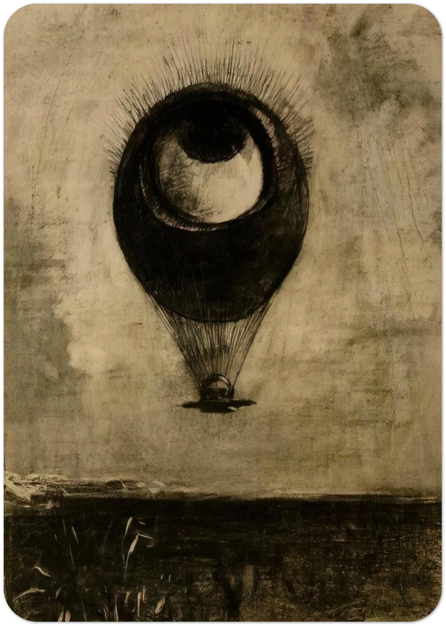 EYE BALLOON 1898 By Odilon Redon Pack of 10 Post Cards | Odilon Redon Post Cards | A6 (10.5 x 14.8 cm) - 4.1 x 5.8 inches