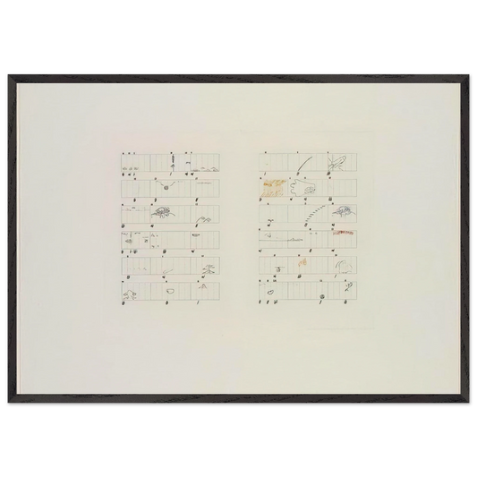 Score Without Parts 40 Drawings by ThoreauTwelve Haiku - 1978 - John Cage 70x100 cm / 28x40 inches Framed Art Print – Black Wooden Frame