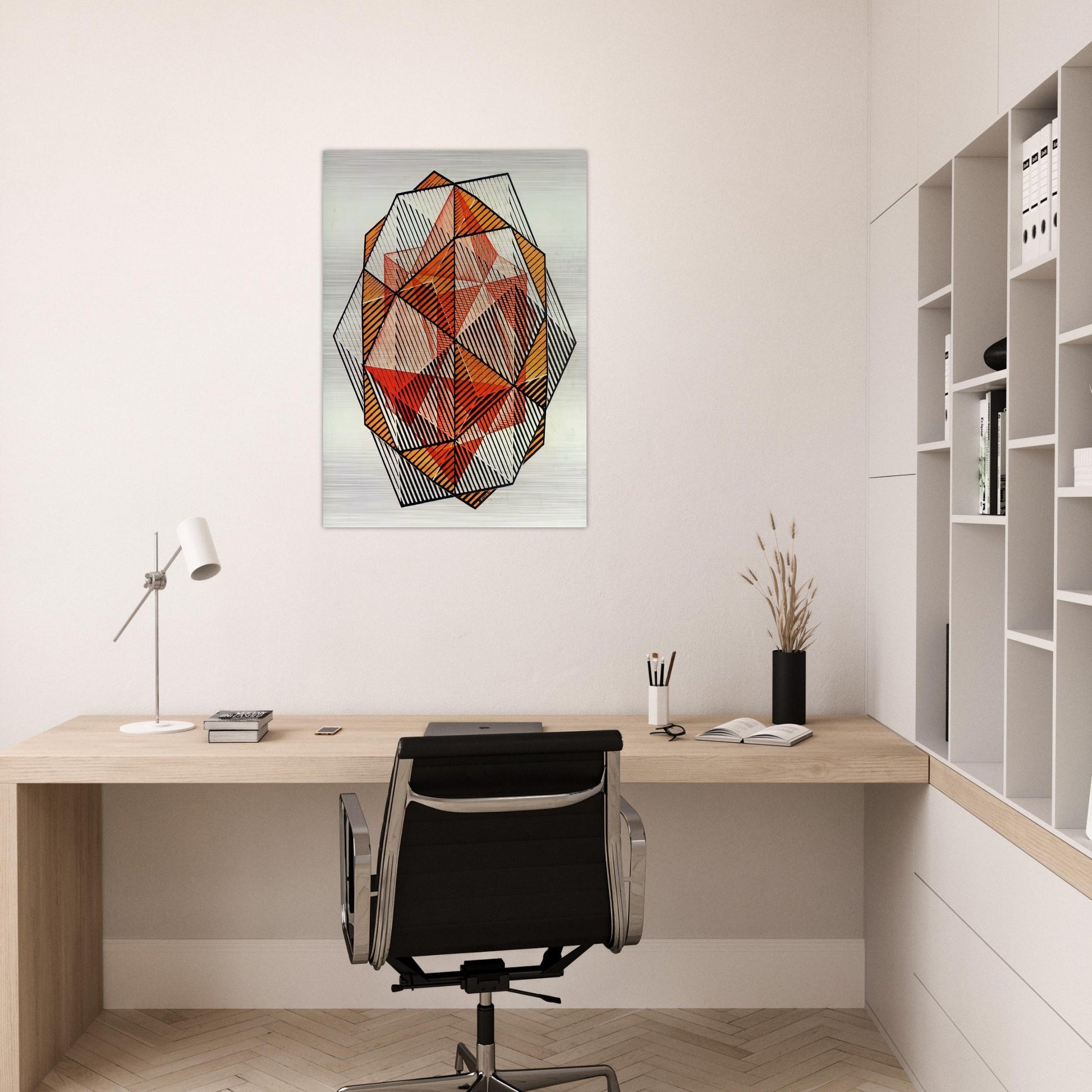FOUR REGULAR SOLIDS - MC Escher Brushed Aluminum Print - 70x100 cm / 28x40 inches | MC Escher Aluminum Print | MC Escher Prints