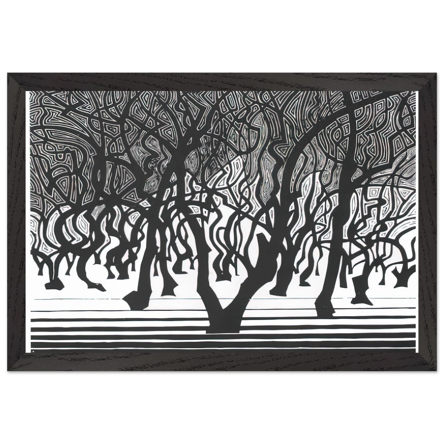 MC Escher - WOODS NEAR MENTON Wall Art - 30x40 cm / 12x16 inches - Premium Wooden Framed Poster With Fine Art Paper-canvas - White frame
