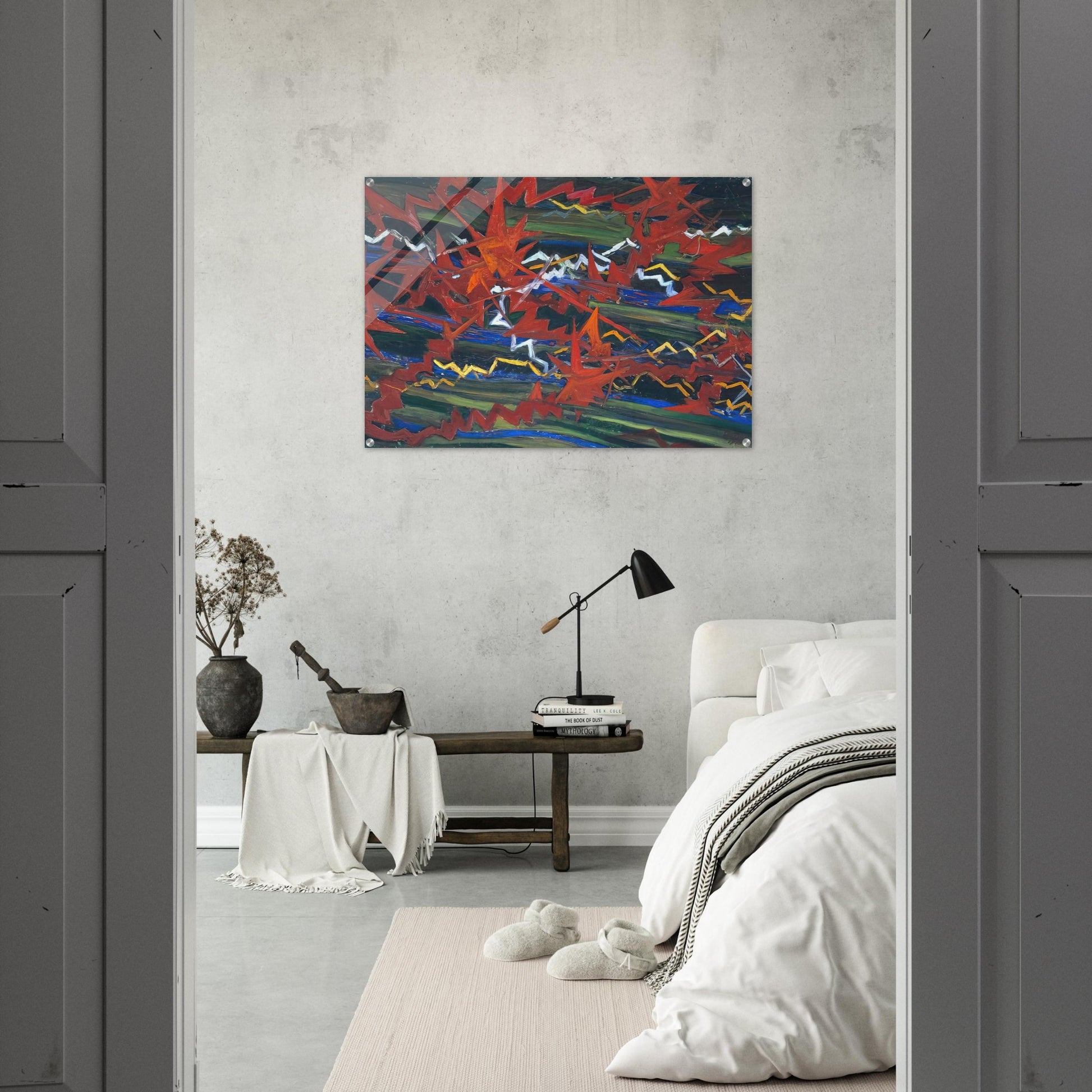 Explosion of Red on Green - Gerardo Dottori Acrylic Print - 70x100 cm / 28x40″ inches