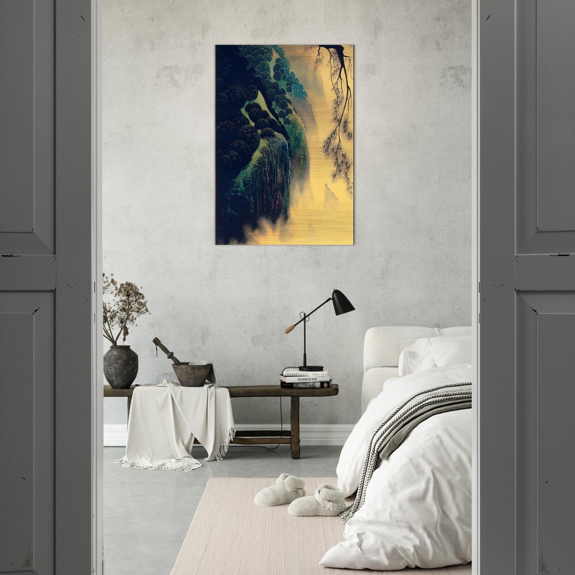 Jeweled Coast - Eyvind Earle Brushed Aluminum Print - 70x100 cm / 28x40 inches | Eyvind Earle Aluminum Print | Eyvind Earle Prints