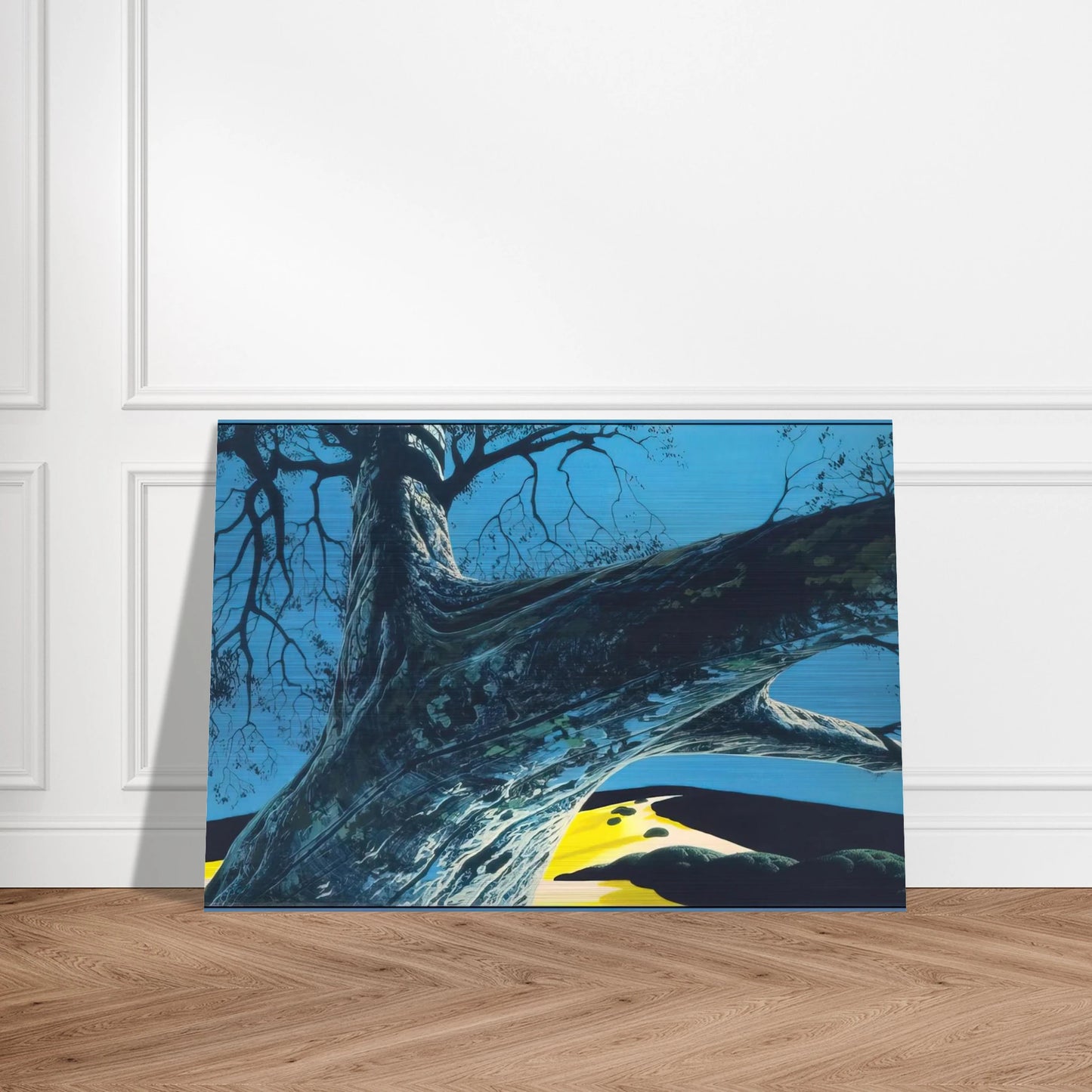 Distant Meadow - Eyvind Earle Brushed Aluminum Print - 70x100 cm / 28x40 inches | Eyvind Earle Aluminum Print | Eyvind Earle Prints