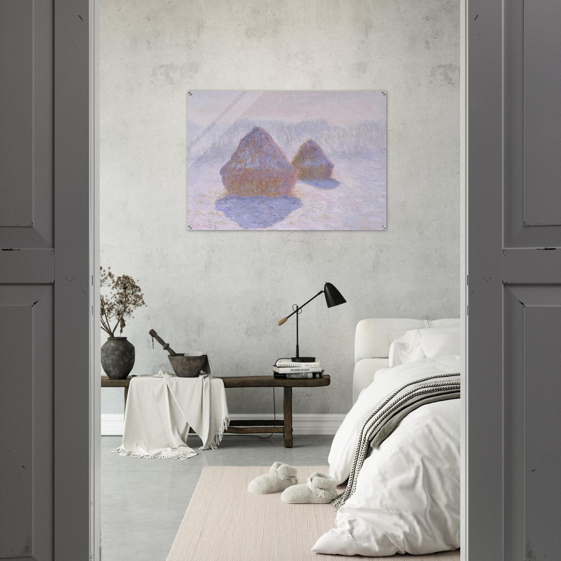 Haystacks Effect of Snow and Sun - claude monet Acrylic Print - 70x100 cm / 28x40″ inches