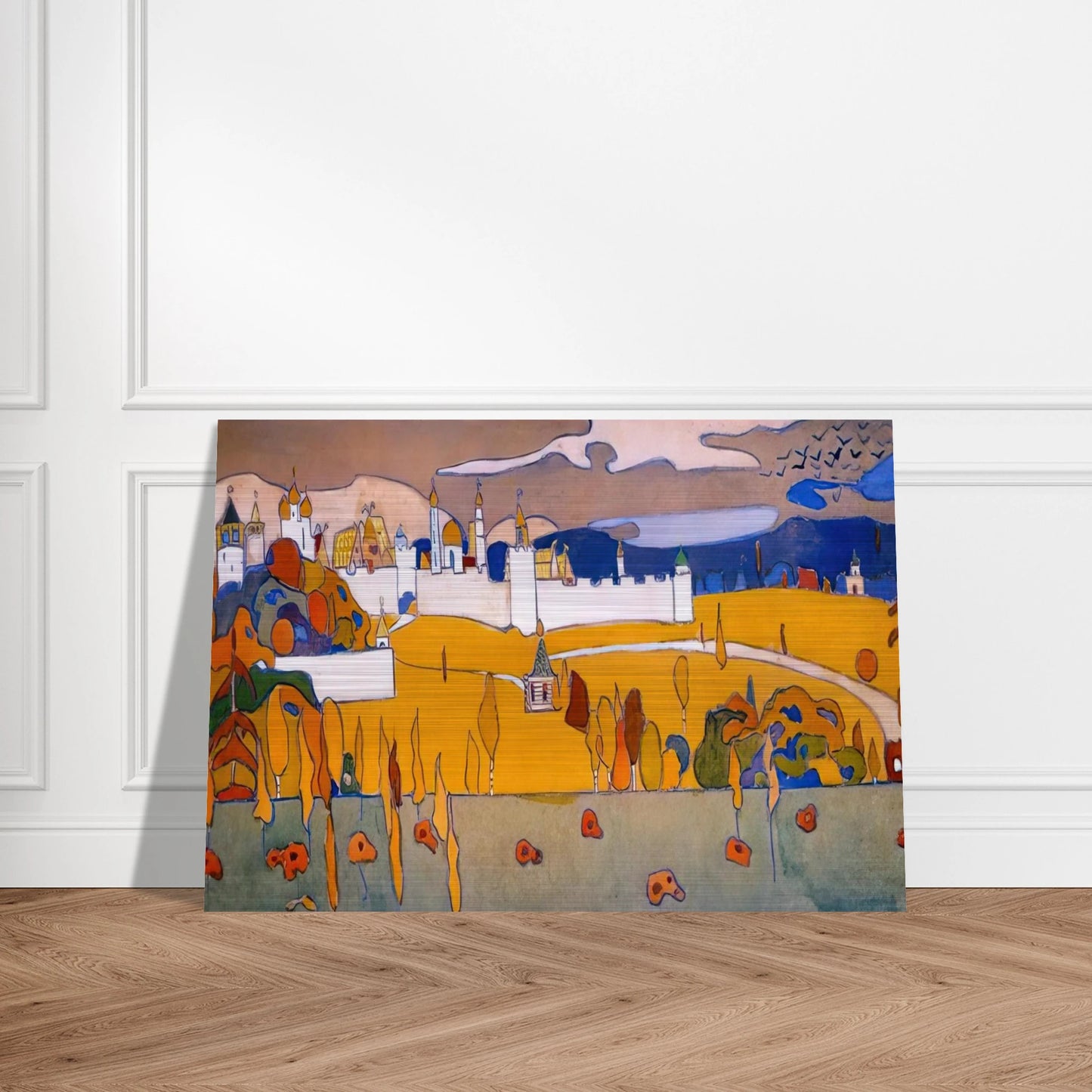 WALLED CITY IN AUTUMN LANDSCAPE 1902 - Wassily Kandinsky Brushed Aluminum Print - 70x100 cm / 28x40 inches | Wassily Kandinsky Aluminum Print | Wassily Kandinsky Prints