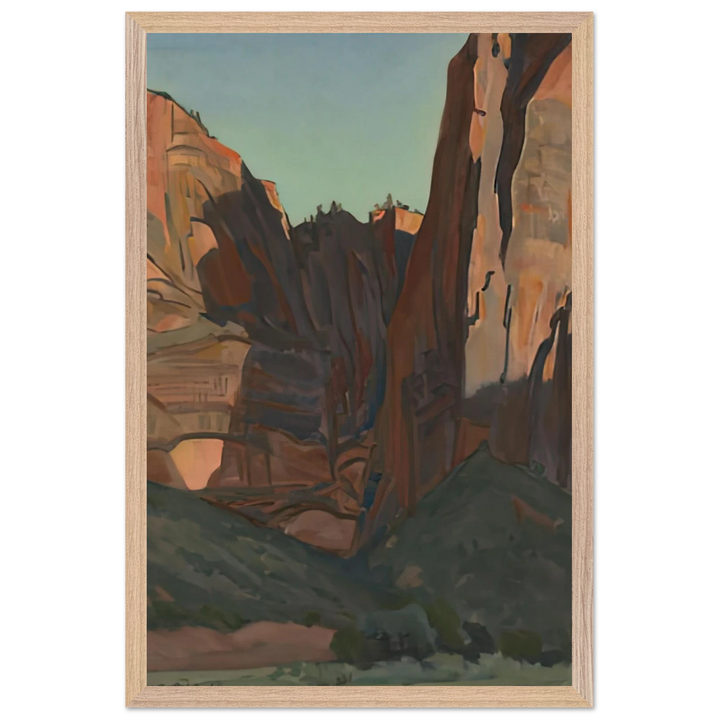 Maynard Dixon - NOTCH IN THE WALL ZION NATIONAL PARK AUGUST 1933 1933 Wall art - 15x20 cm / 6x8 inches - Premium Wooden Framed Poster With Fine Art Paper-canvas - Wood frame