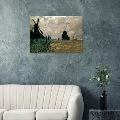 A Windmill near Zaandam - claude monet Brushed Aluminum Print - 70x100 cm / 28x40 inches | claude monet Aluminum Print | claude monet Prints