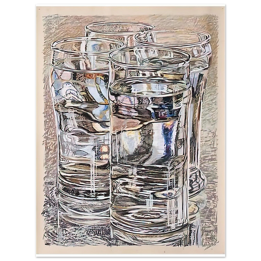 Janet Fish - 4 GLASSES 1974  75x100 cm / 30x40inches Fine Art Poster