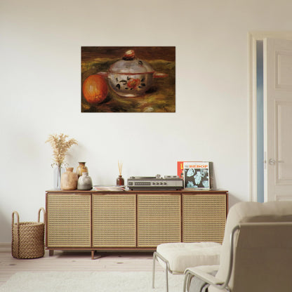 Still Life with Orange and Sugar Bowl - Pierre-Auguste Renoir Brushed Aluminum Print - 70x100 cm / 28x40 inches | Pierre-Auguste Renoir Aluminum Print | Pierre-Auguste Renoir Prints