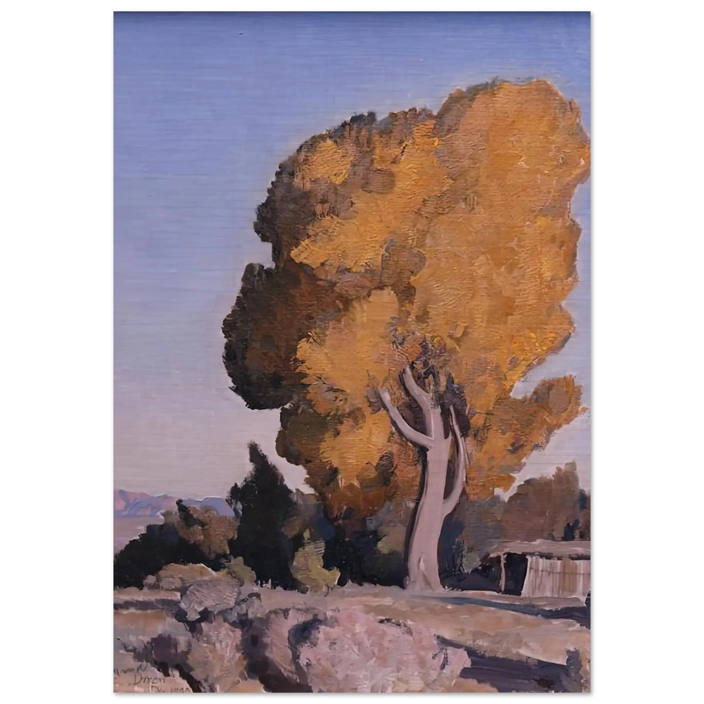 Maynard Dixon - LOW COUNTRY COTTONWOOD 1940 Wall art - 70x100 cm / 28x40 Inches - Premium Wooden Framed Poster With Fine Art Paper - Black frame