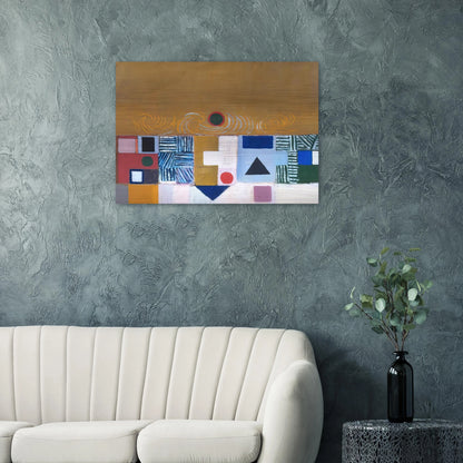 SQUARE MOTIF BLUE AND GOLD THE ECLIPSE 1950 - Victor Pasmore Brushed Aluminum Print - 70x100 cm / 28x40 inches | Victor Pasmore Aluminum Print | Victor Pasmore Prints