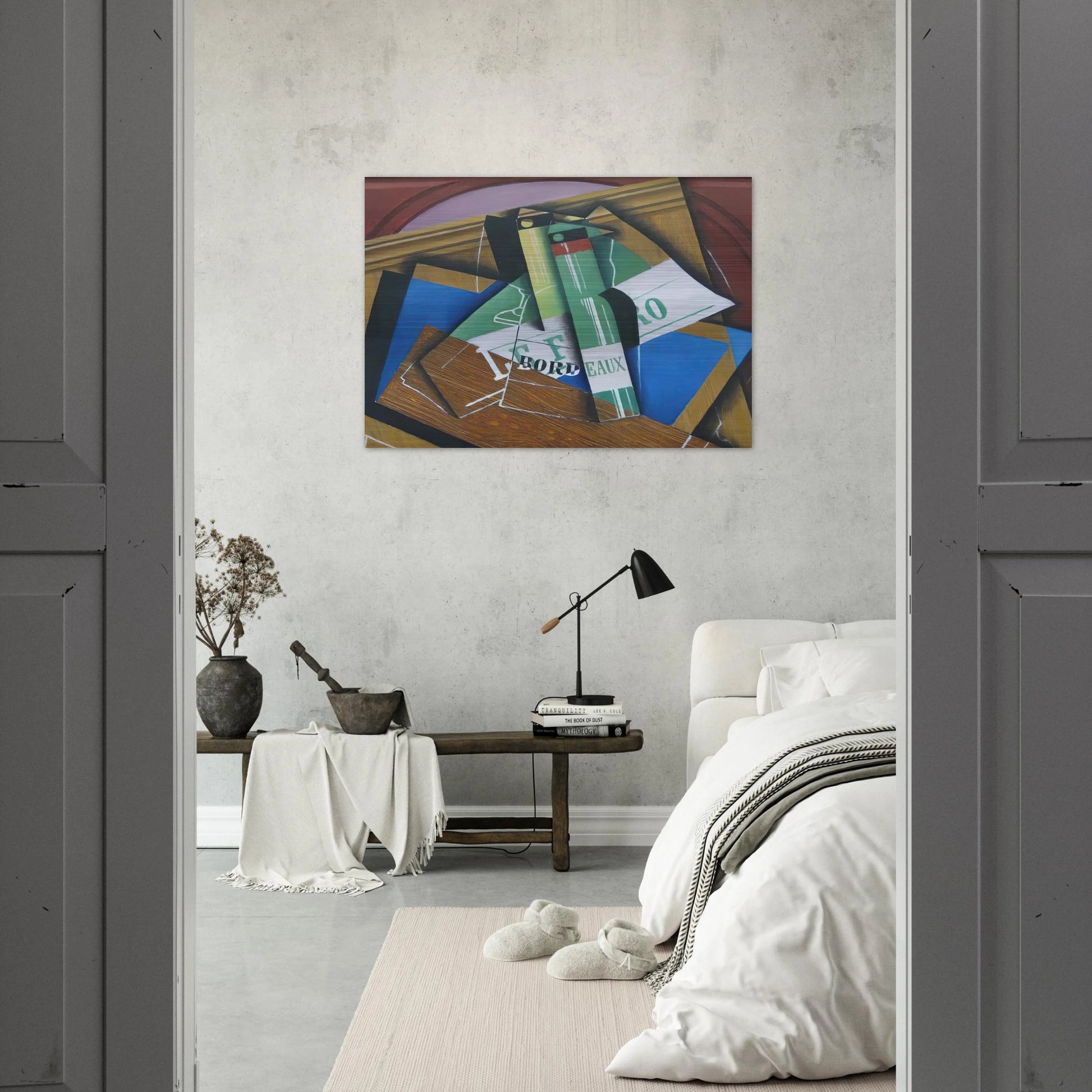 THE BORDEAUX BOTTLE 1915 - Juan Gris Brushed Aluminum Print - 70x100 cm / 28x40 inches | Juan Gris Aluminum Print | Juan Gris Prints