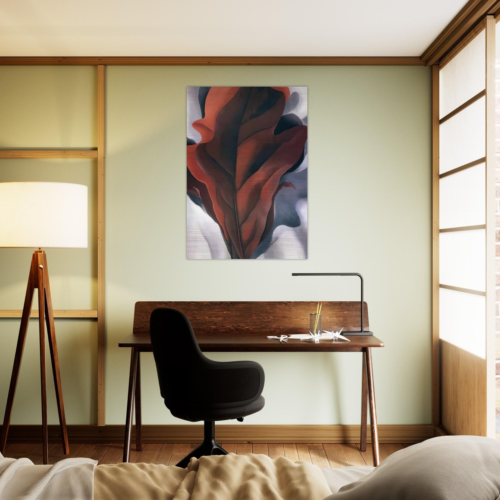 Large Dark Red Leaves on White - Georgia O'Keeffe Brushed Aluminum Print - 70x100 cm / 28x40 inches | Georgia O'Keeffe Aluminum Print | Georgia O'Keeffe Prints