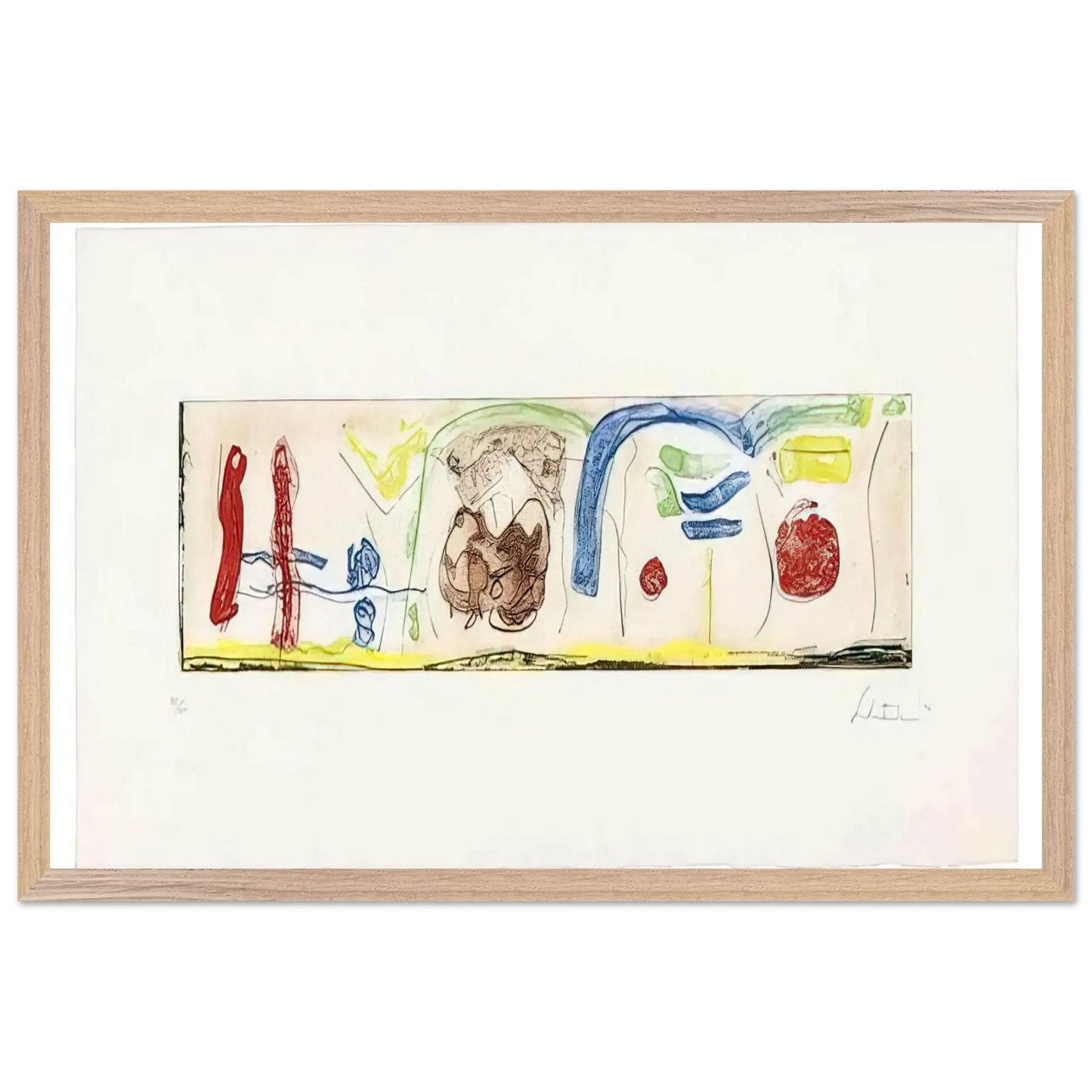 Helen Frankenthaler - Bridges - 1996 Wall art - 15x20 cm / 6x8 Inches - Premium Wooden Framed Poster With Fine Art Paper - Black frame