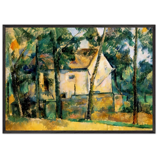 House and Trees - Paul Cezanne 70x100 cm / 28x40 inches Framed Art Print – Black Wooden Frame
