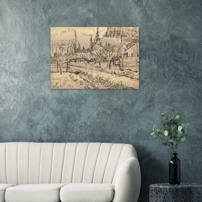 Orchard Surrounded by Cypresses - Vincent van Gogh Brushed Aluminum Print - 70x100 cm / 28x40 inches | Vincent van Gogh Aluminum Print | Vincent van Gogh Prints
