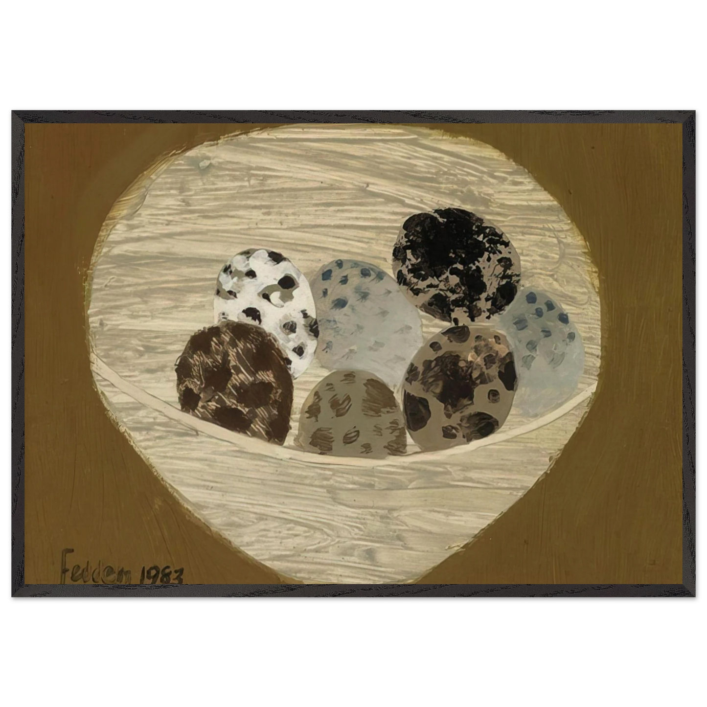 Quail Eggs - 1983 - Mary Fedden 70x100 cm / 28x40 inches Framed Art Print – Black Wooden Frame
