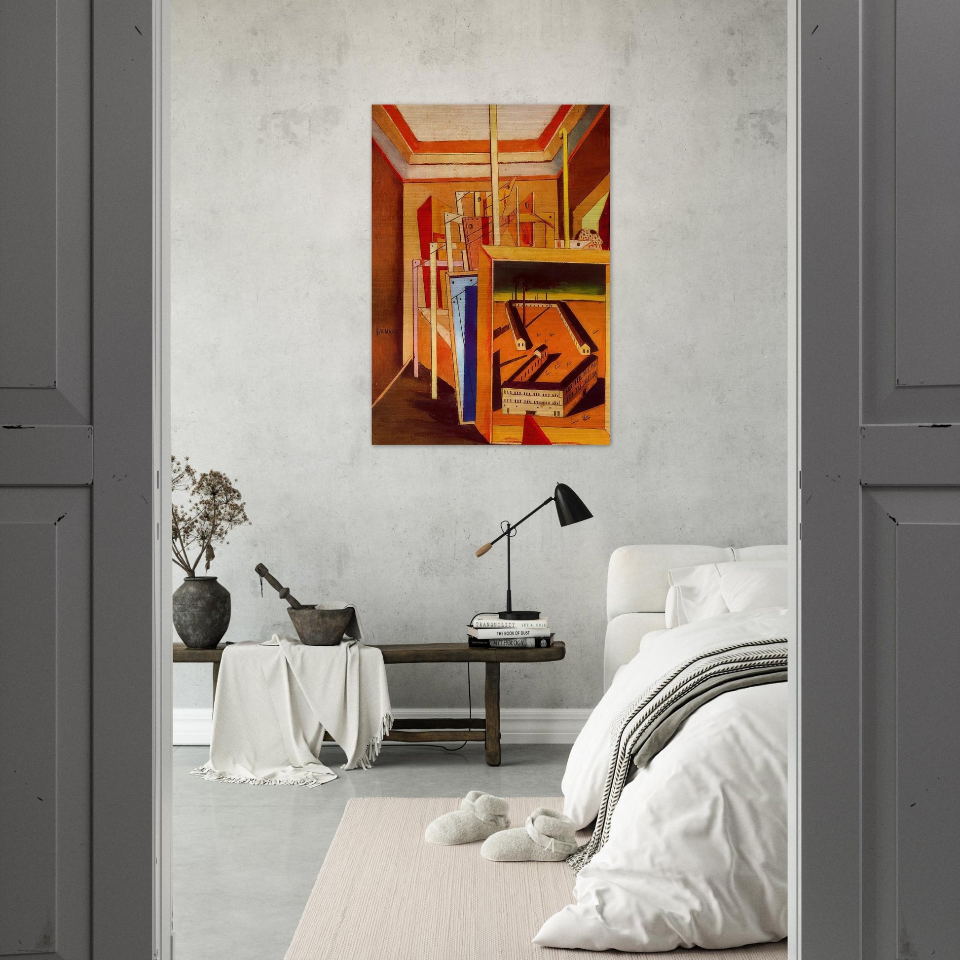 METAPHYSICAL INTERIOR OF STUDIO 1948 - Giorgio de Chirico Brushed Aluminum Print - 70x100 cm / 28x40 inches | Giorgio de Chirico Aluminum Print | Giorgio de Chirico Prints