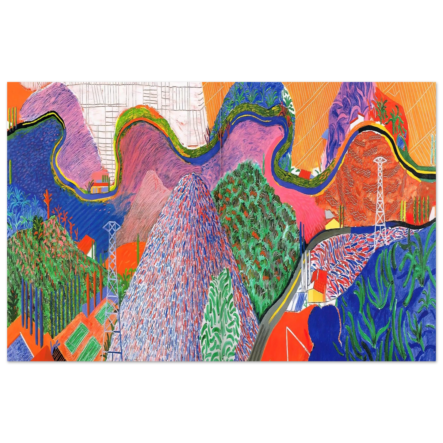 David Hockney - David Hockney Wall art - 28x43  cm / XL (11x17 inches) - Premium Wooden Framed Poster With Fine Art Paper-canvas - Wood frame