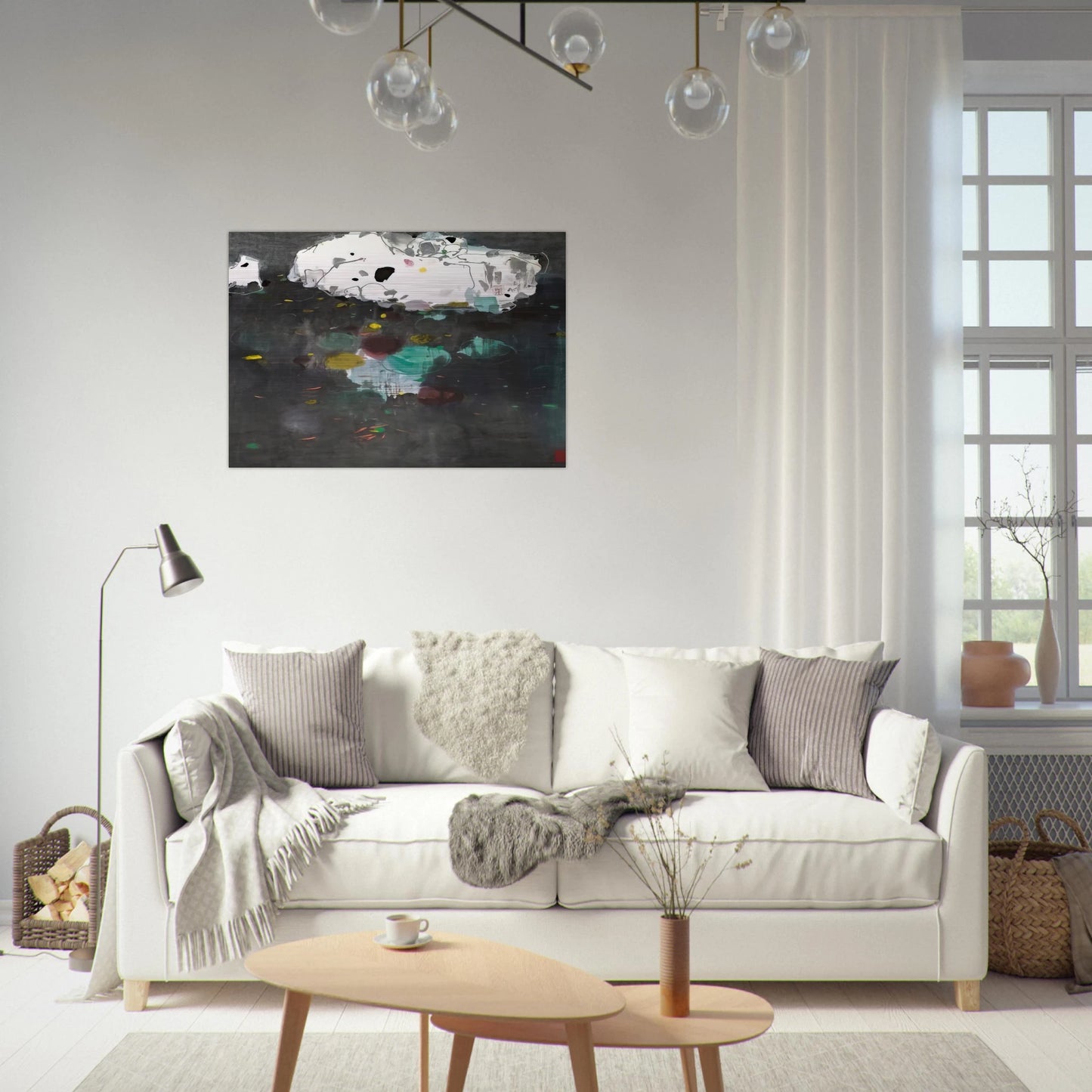 Fishes - 1986 - Wu Guanzhong Brushed Aluminum Print - 70x100 cm / 28x40 inches | Wu Guanzhong Aluminum Print | Wu Guanzhong Prints