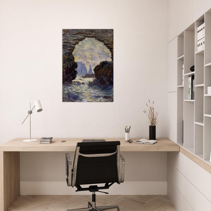 The Rock Needle Seen through the Porte d'Aumont - claude monet Brushed Aluminum Print - 70x100 cm / 28x40 inches | claude monet Aluminum Print | claude monet Prints