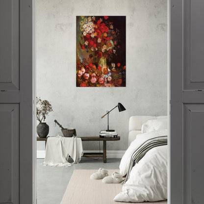 Vase with Poppies, Cornflowers, Peonies and Chrysanthemums - Vincent van Gogh Brushed Aluminum Print - 70x100 cm / 28x40 inches | Vincent van Gogh Aluminum Print | Vincent van Gogh Prints