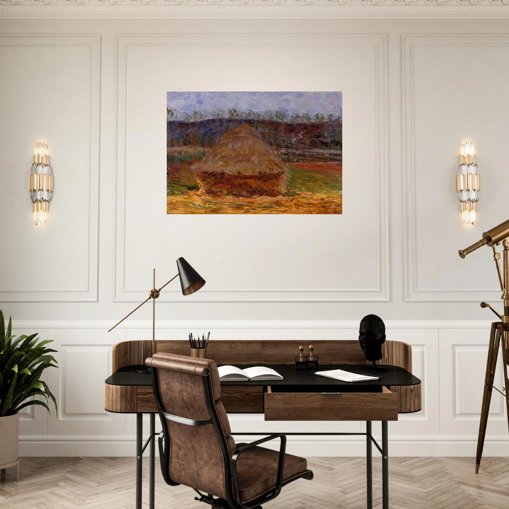 Grainstack at Giverny - claude monet Brushed Aluminum Print - 70x100 cm / 28x40 inches | claude monet Aluminum Print | claude monet Prints