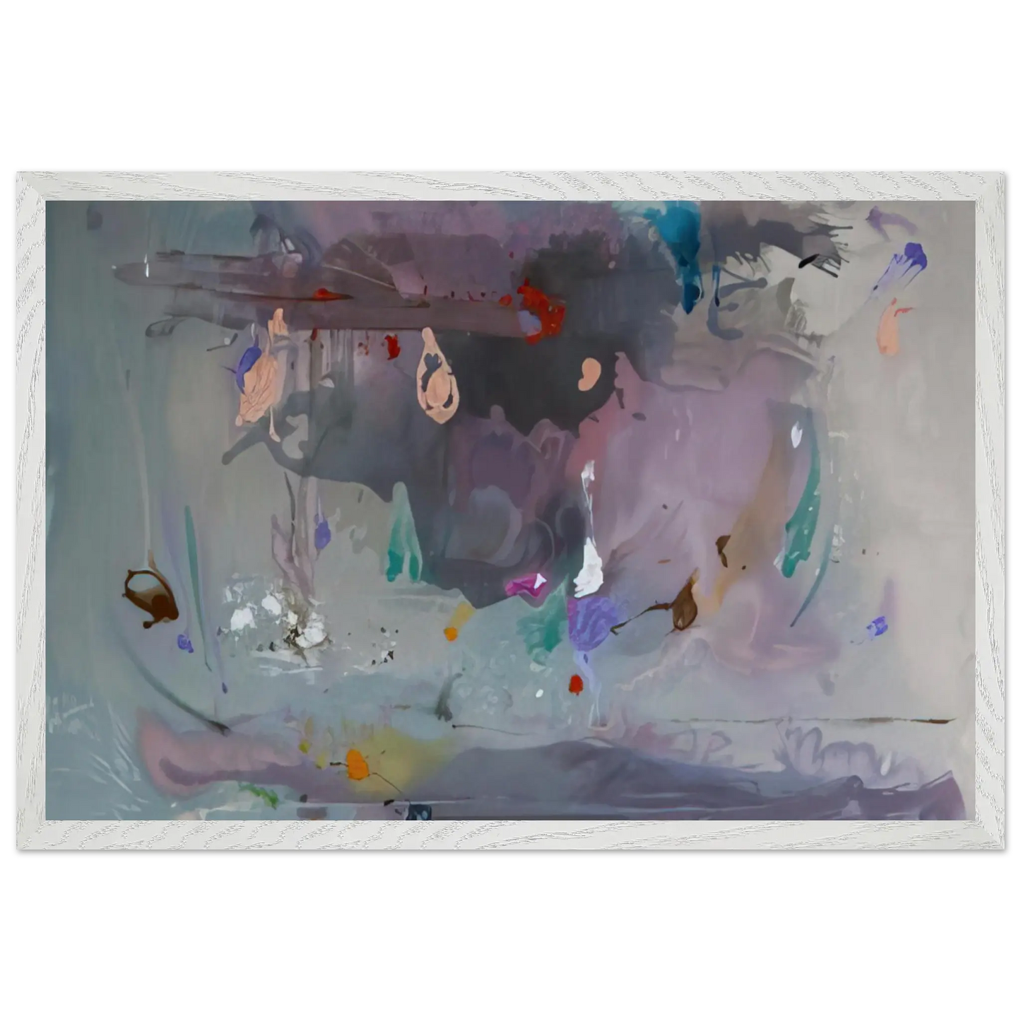 Helen Frankenthaler - Grey Fireworks - 2000 Wall art - A1 (59.4 x 84.1  cm) - Premium Wooden Framed Poster With Fine Art Paper - Wood frame