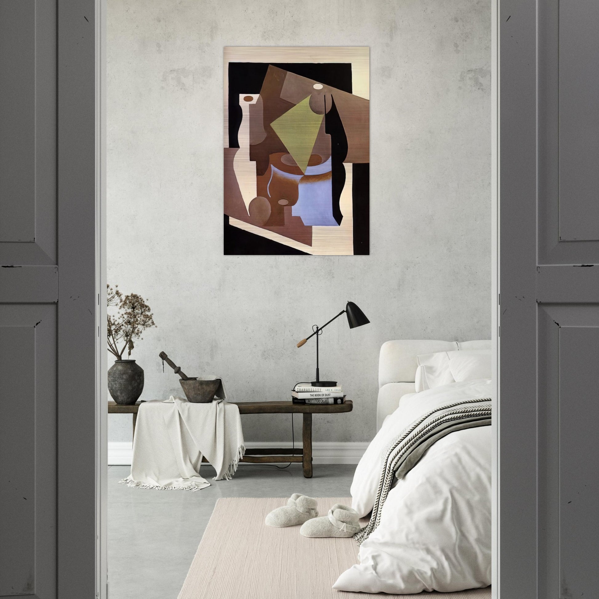 STILL LIFE WITH LAMP 1919 - Juan Gris Brushed Aluminum Print - 70x100 cm / 28x40 inches | Juan Gris Aluminum Print | Juan Gris Prints