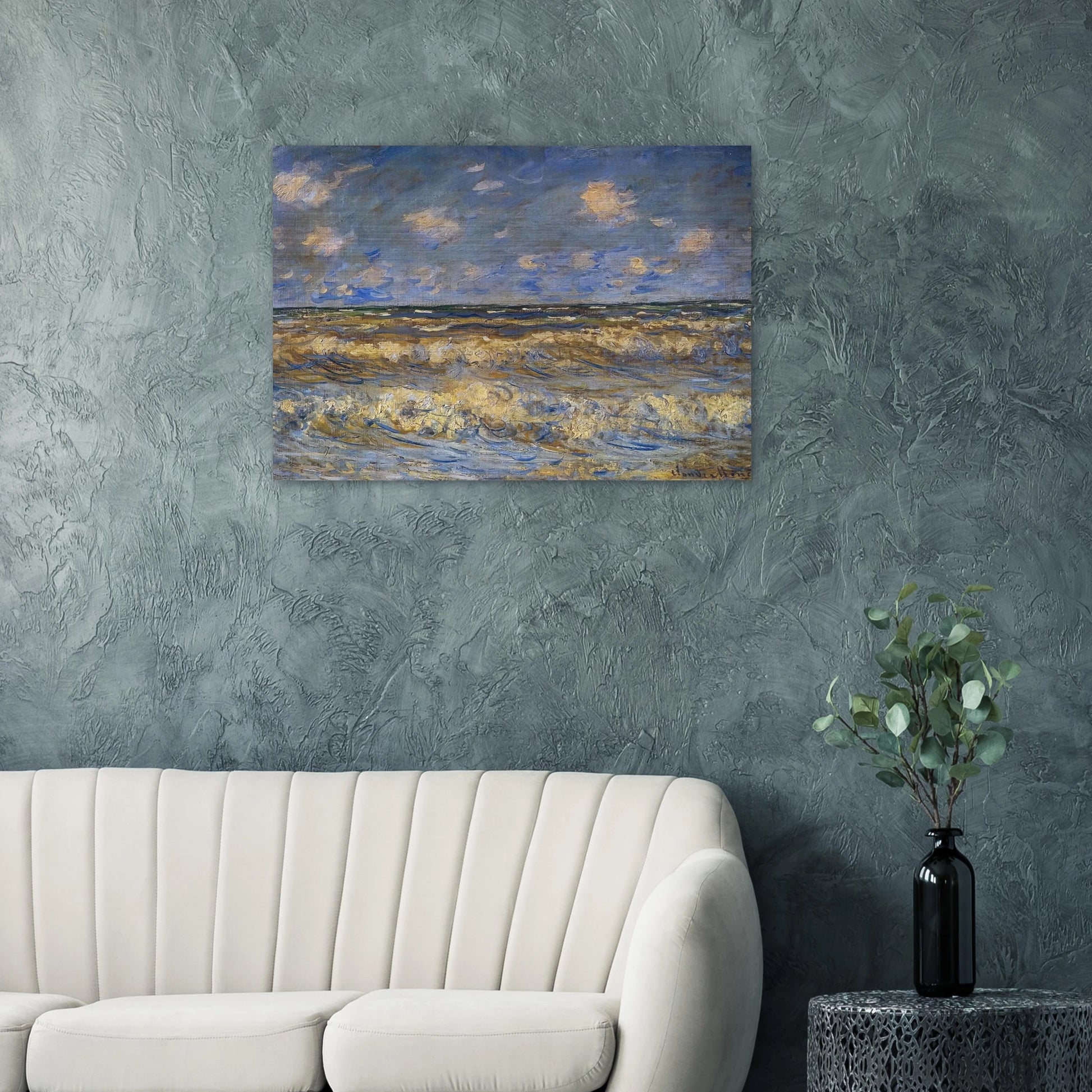 Rough Sea - claude monet Brushed Aluminum Print - 70x100 cm / 28x40 inches | claude monet Aluminum Print | claude monet Prints