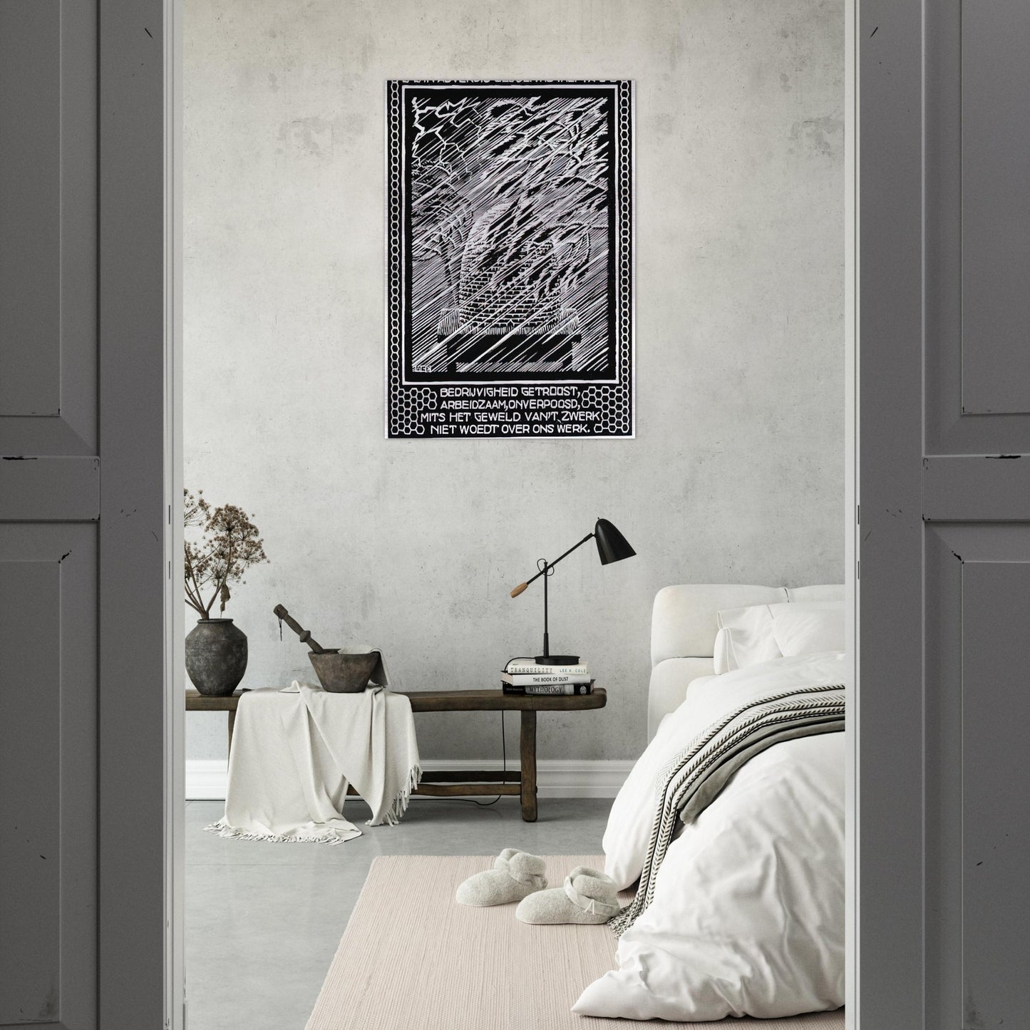 EMBLEMATA BEEHIVE - MC Escher Brushed Aluminum Print - 70x100 cm / 28x40 inches | MC Escher Aluminum Print | MC Escher Prints