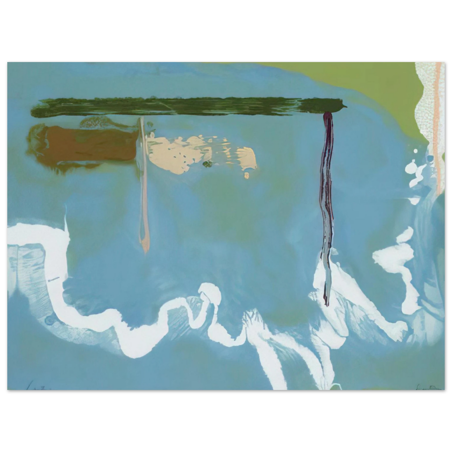 Helen Frankenthaler - Skywriting - 1997 Wall art - 15x20 cm / 6x8 inches - Premium Wooden Framed Poster With Fine Art Paper-canvas - Wood frame