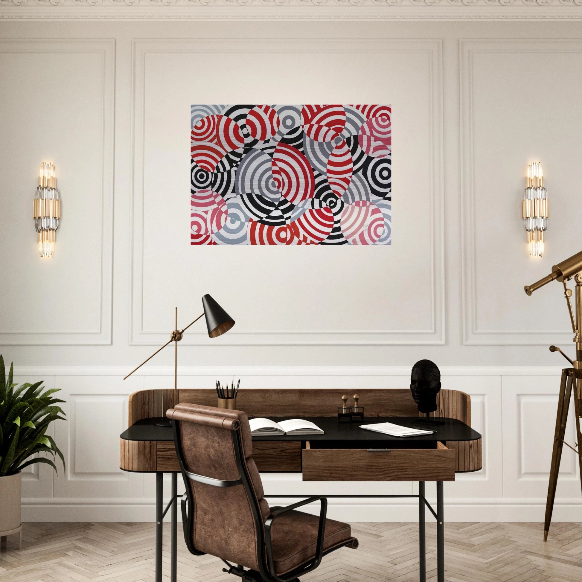 Interférences en rouge et gris No. 640 - 1963 - Antonio Asis Brushed Aluminum Print - 70x100 cm / 28x40 inches | Antonio Asis Aluminum Print | Antonio Asis Prints