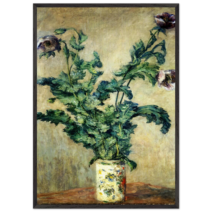 Purple Poppies - claude monet 70x100 cm / 28x40 inches Framed Art Print – Black Wooden Frame
