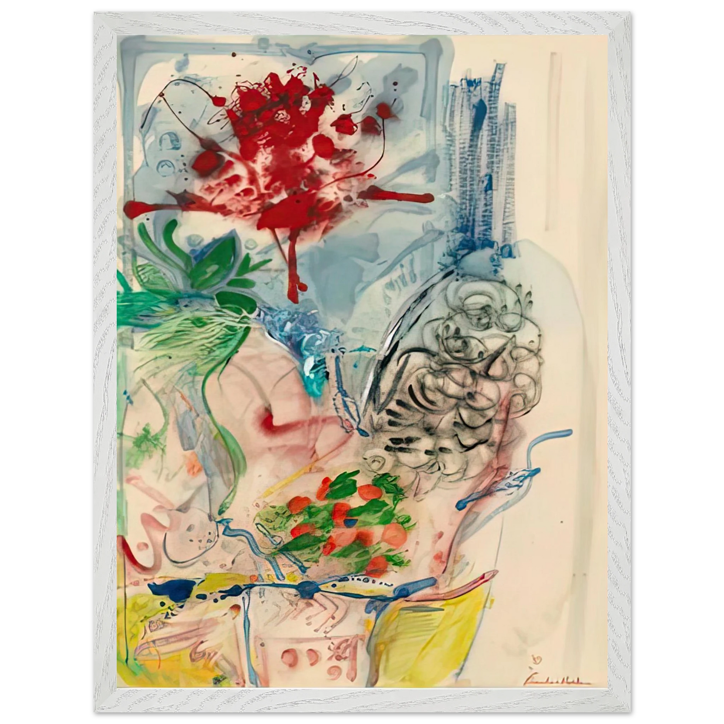 Helen Frankenthaler - LÃ¢â‚¬â„¢Amour Toujours LÃ¢â‚¬â„¢Amour, 1957- Wall Art - 60x80 cm / 24x32 inches - Premium Wooden Framed Poster With Fine Art Paper-canvas - Black frame