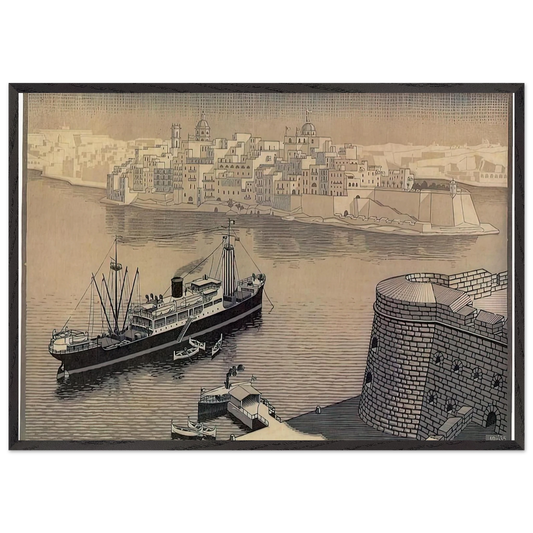 SENGELA MALTA - MC Escher 70x100 cm / 28x40 inches Framed Art Print – Black Wooden Frame | Maurits Cornelis Escher Prints