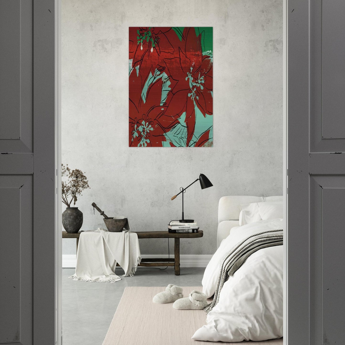 Poinsettias - Andy Warhol Brushed Aluminum Print - 70x100 cm / 28x40 inches | Andy Warhol Aluminum Print | Andy Warhol Prints