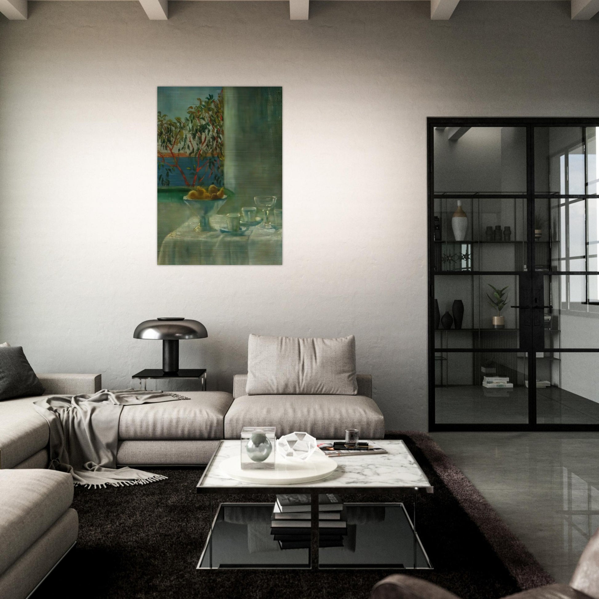 STILL LIFE BY A WINDOW - Salvador Dali Brushed Aluminum Print - 70x100 cm / 28x40 inches | Salvador Dali Aluminum Print | Salvador Dali Prints