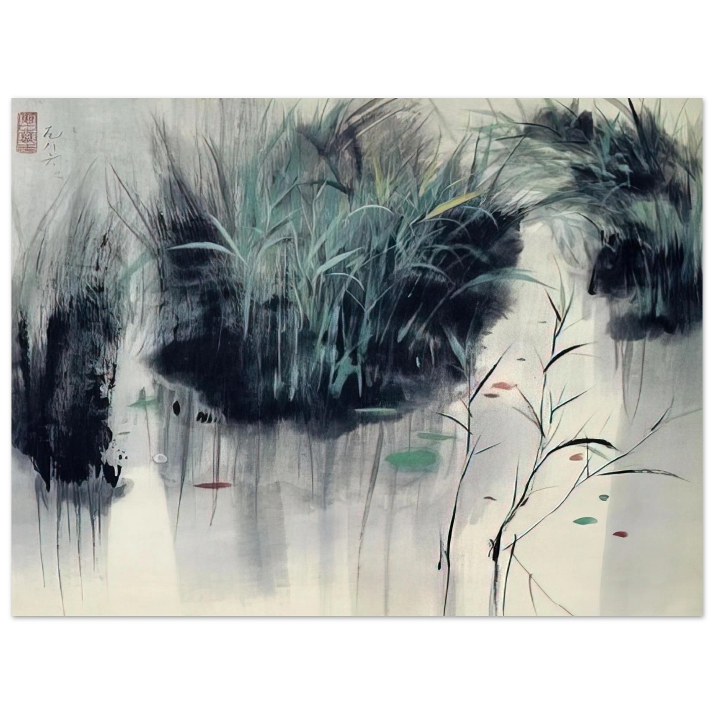 Wu Guanzhong - Untitled - Impressionism, Ink and wash painting  75x100 cm / 30x40inches Fine Art Poster