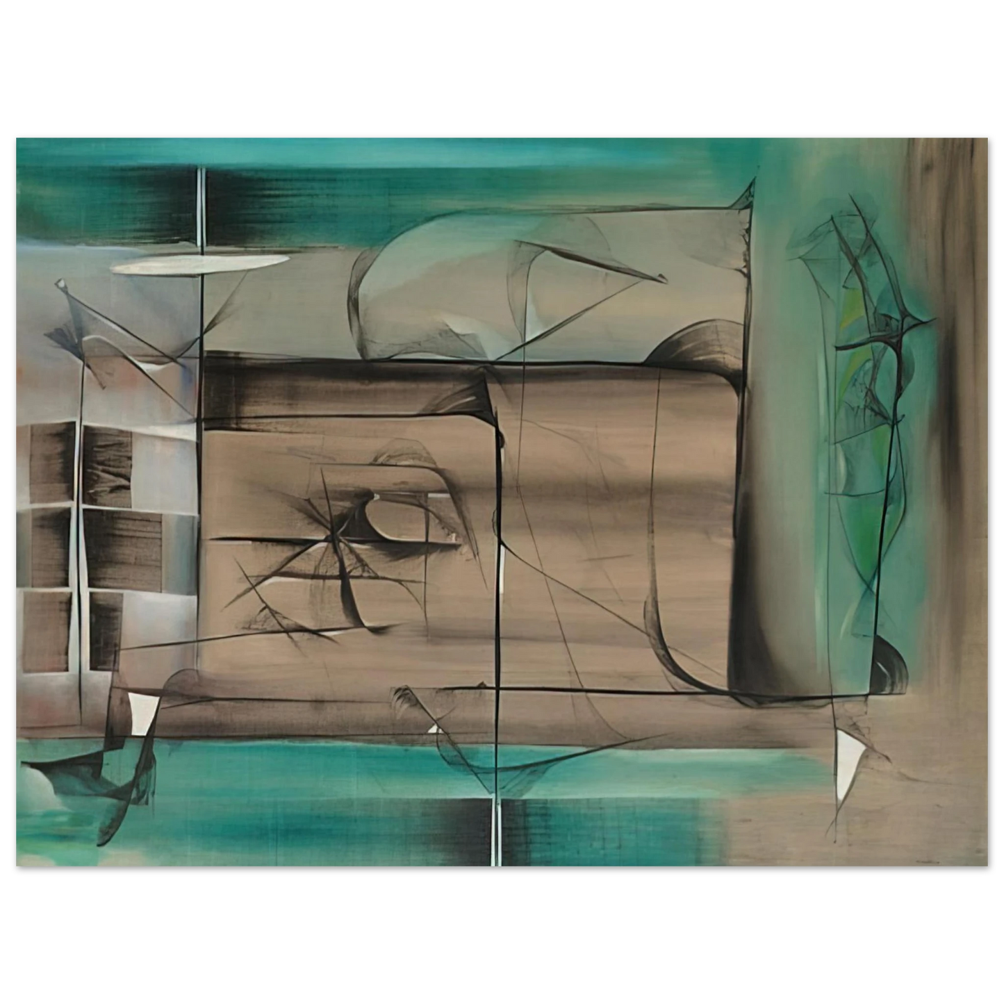 Jimmy Ernst - Abstraction in Green and Black - 1946  75x100 cm / 30x40inches Fine Art Poster