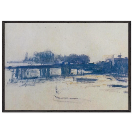 Charing Cross Bridge study - claude monet 70x100 cm / 28x40 inches Framed Art Print – Black Wooden Frame