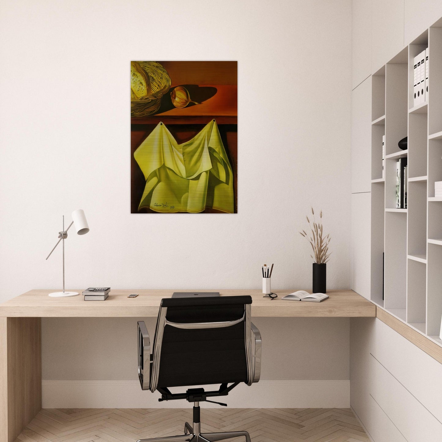 UNTITLED STILL LIFE WITH WHITE CLOTH - Salvador Dali Brushed Aluminum Print - 70x100 cm / 28x40 inches | Salvador Dali Aluminum Print | Salvador Dali Prints