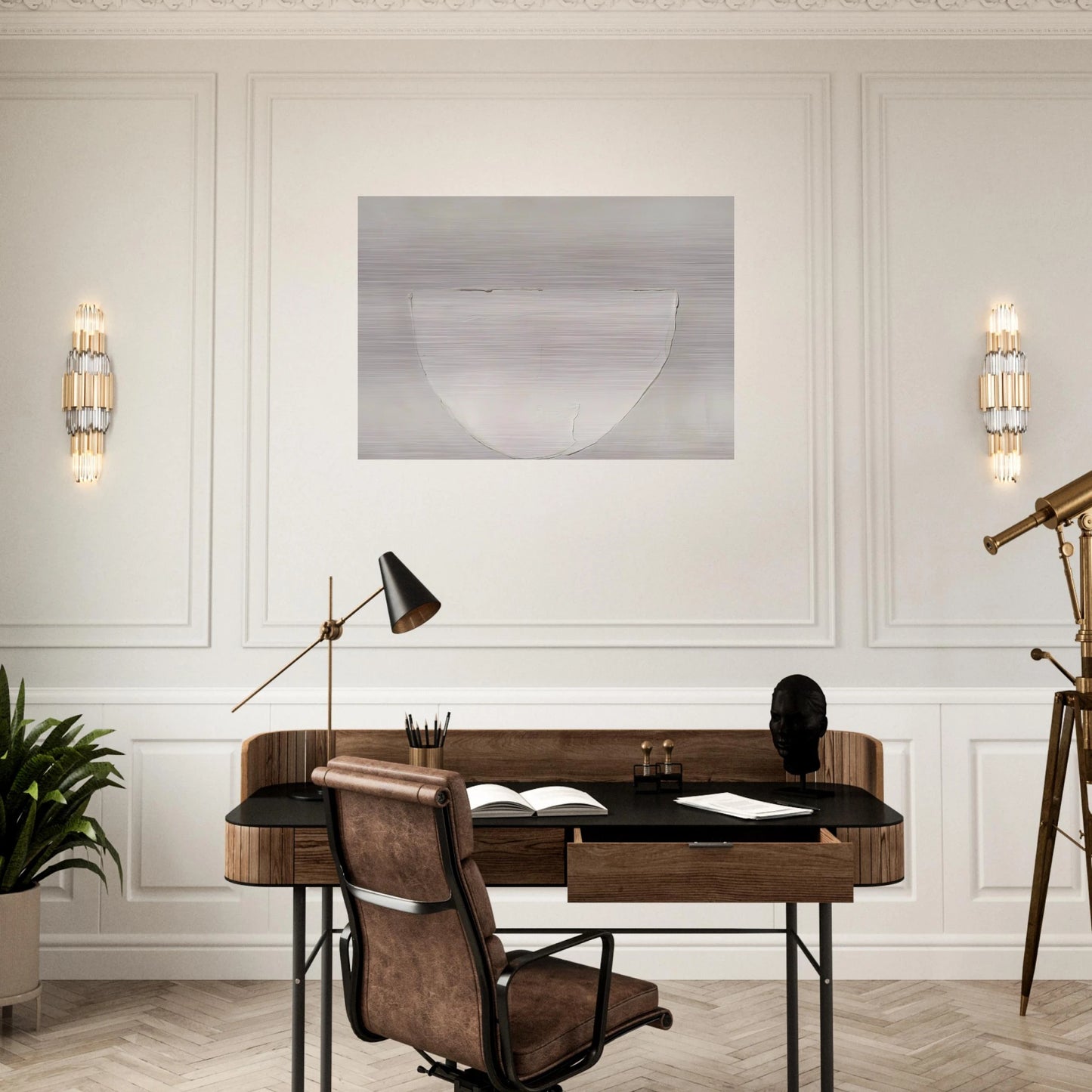 Bowl White on Grey - 1962 - William Scott Brushed Aluminum Print - 70x100 cm / 28x40 inches | William Scott Aluminum Print | William Scott Prints