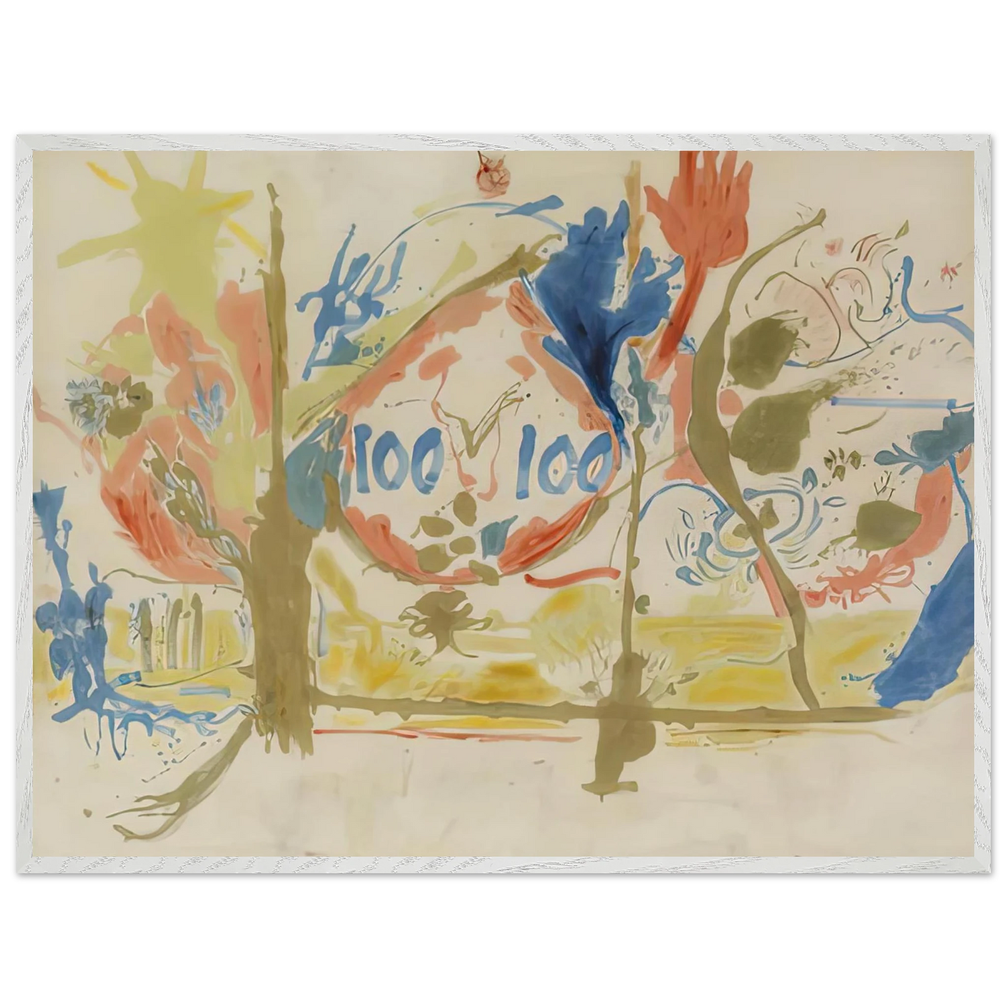 Helen Frankenthaler - Eden, 1956- Wall Art - 60x80 cm / 24x32 inches - Premium Wooden Framed Poster With Fine Art Paper-canvas - White frame